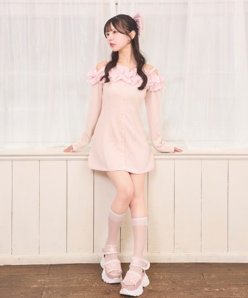 LAFARY（ラファリー）の「ギンガムオフショルカットワンピース（ワンピース・レディース・アイボリー/ピンク/ブラック・FREE）」の10枚目の写真