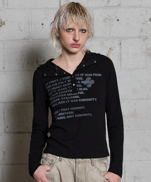 HOODHOOD(フッドフッド)の「クローバータイポフードロングスリーブTシャツブラック(Tシャツ/カットソー・レディース・その他・FREE)」の7枚目の写真