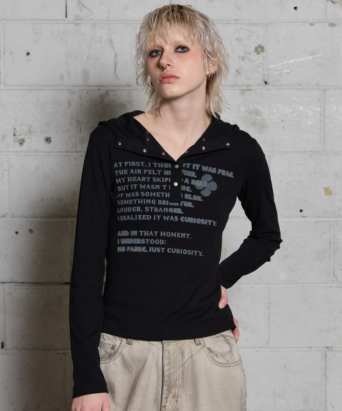 HOODHOOD(フッドフッド)の「クローバータイポフードロングスリーブTシャツブラック(Tシャツ/カットソー・レディース・その他・FREE)」の8枚目の写真