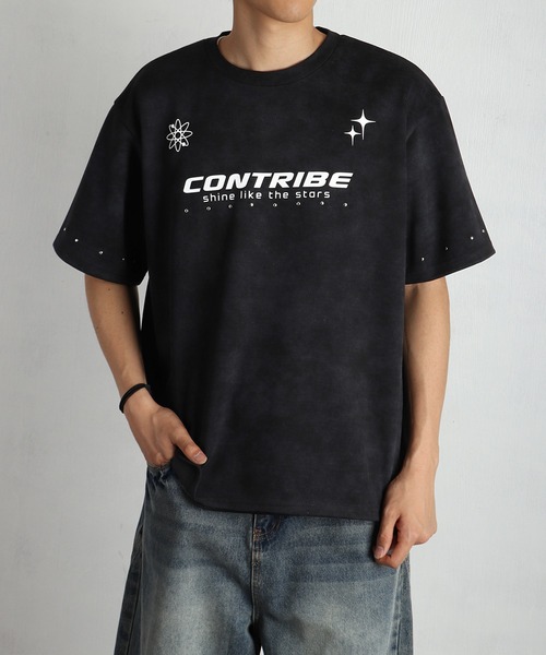 WESTSEA(ウエストシー)の「ヴィンテージライク スタッズ ロゴプリント 半袖Tシャツ(Tシャツ/カットソー・メンズ・ブラック/ワイン・L/M)」の2枚目の写真