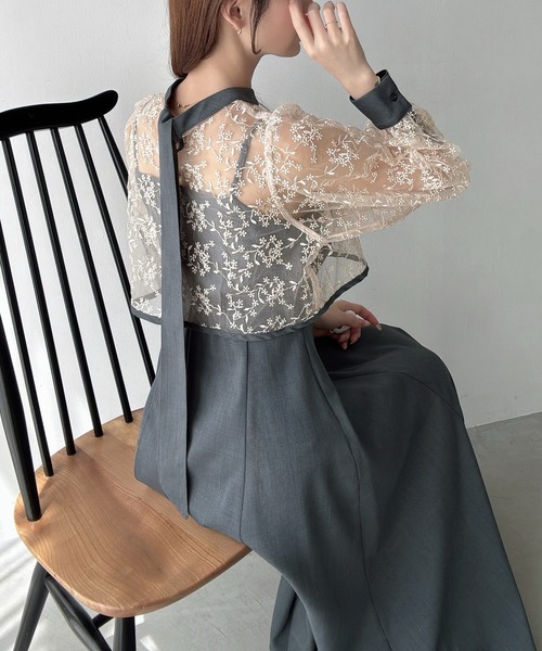 Meiru(メイル)の「バックリボンレーストップス+フレアキャミワンピースset(ワンピース・レディース・グレー系その他/ブラック/グレー系その他2・SMALL/LARGE/MEDIUM)」の14枚目の写真