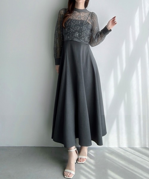 Meiru(メイル)の「バックリボンレーストップス+フレアキャミワンピースset(ワンピース・レディース・グレー系その他/ブラック/グレー系その他2・SMALL/LARGE/MEDIUM)」の17枚目の写真