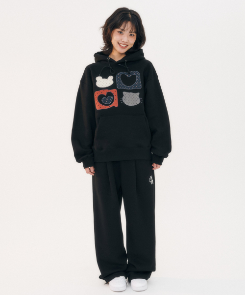 ambler(エムブラー)の「Meow Bear刺繍フードパーカー AHP1207 (ブラック)(パーカー・レディース・その他・SMALL/LARGE/MEDIUM)」の12枚目の写真