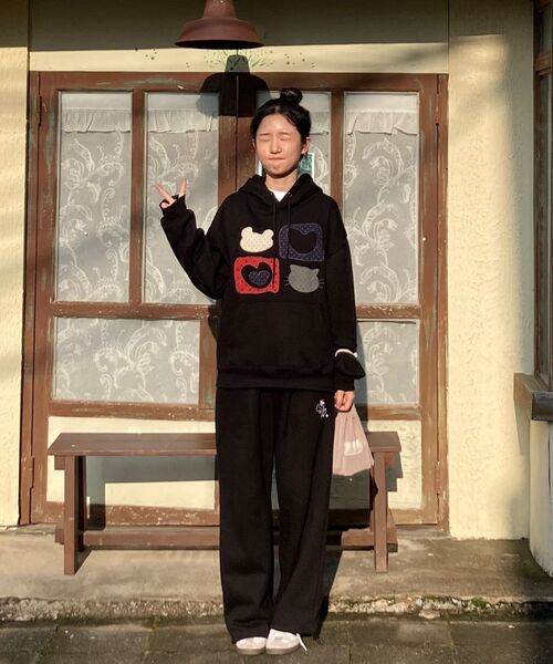 ambler(エムブラー)の「Meow Bear刺繍フードパーカー AHP1207 (ブラック)(パーカー・レディース・その他・SMALL/LARGE/MEDIUM)」の7枚目の写真