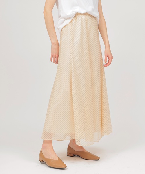 DRESSLAVE(ドレスレイブ)の「sheer stripe panel flare skirt(シアーストライプパネルフレアスカート)(スカート・レディース・ホワイト・38)」の1枚目の写真