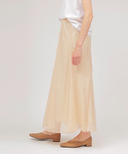 DRESSLAVE(ドレスレイブ)の「sheer stripe panel flare skirt(シアーストライプパネルフレアスカート)(スカート・レディース・ホワイト・38)」の2枚目の写真
