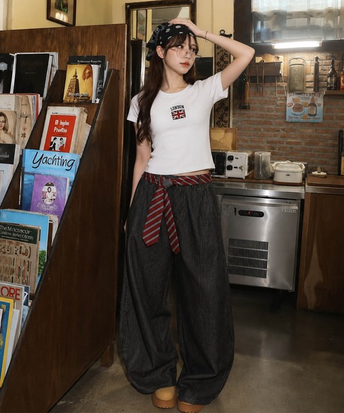 SPINNS(スピンズ)の「半袖ピタTシャツ/ユニオンジャック(Tシャツ/カットソー・レディース・ピンク/ネイビー/オフホワイト/グレー・ONESIZE)」の5枚目の写真