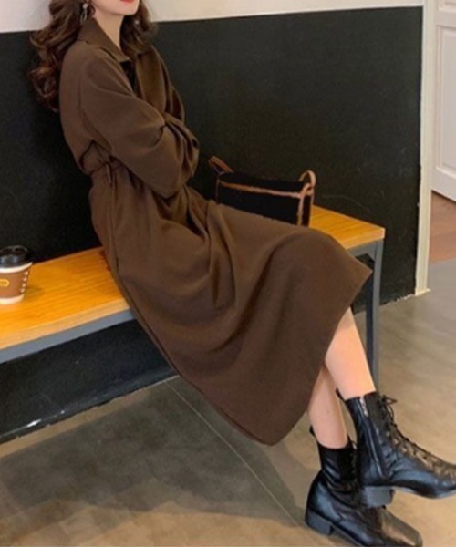 mielu（ミエル）の「ウエストマークロングシャツワンピース（シャツワンピース・レディース・ブラック・LARGE）」の7枚目の写真