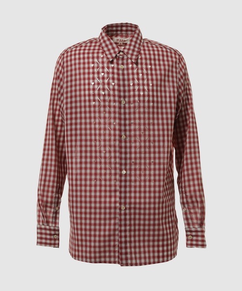MASU(エムエーエスユー)の「HEART HOLE PLAID SHIRT(シャツ/ブラウス・メンズ・ブラック/レッド・44/46)」の1枚目の写真