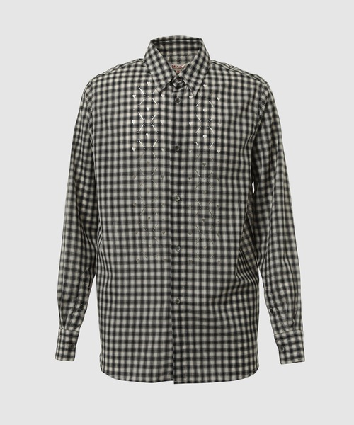 MASU(エムエーエスユー)の「HEART HOLE PLAID SHIRT(シャツ/ブラウス・メンズ・ブラック/レッド・44/46)」の2枚目の写真