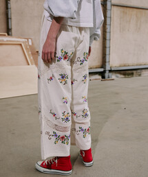 Freada（フリーダ）の「Freada/フリーダ インド フラワー クロス刺繍 レース パンツ（その他パンツ）」