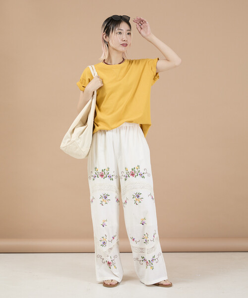 Freada(フリーダ)の「Freada/フリーダ インド フラワー クロス刺繍 レース パンツ(その他パンツ・レディース・サックスブルー/ブラック/ホワイト・ONE SIZE)」の8枚目の写真