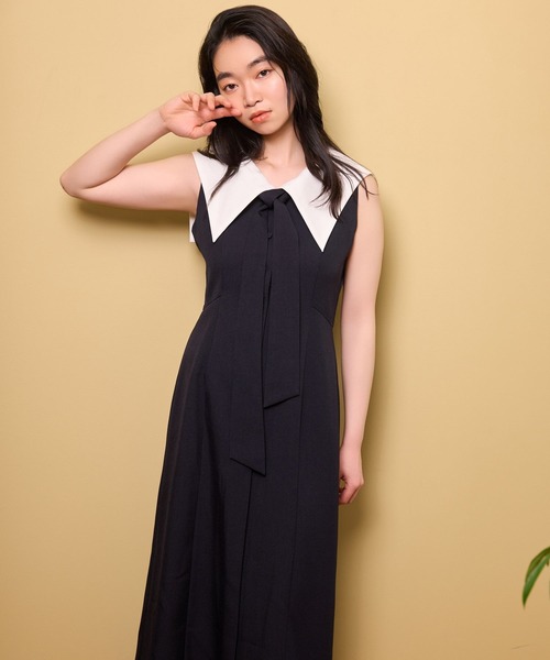 mysty woman(ミスティウーマン)の「セーラーカラーワンピース 678988(ワンピース・レディース・グレー/ネイビー・FREE)」の2枚目の写真