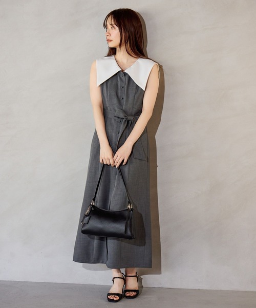 mysty woman(ミスティウーマン)の「セーラーカラーワンピース 678988(ワンピース・レディース・グレー/ネイビー・FREE)」の6枚目の写真