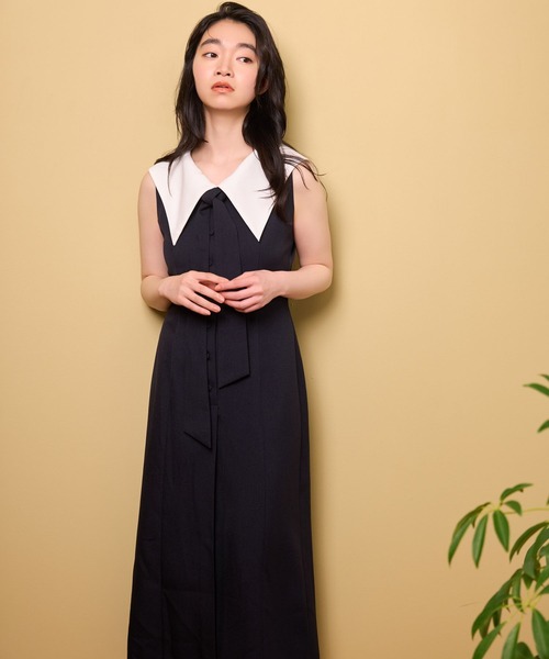 mysty woman(ミスティウーマン)の「セーラーカラーワンピース 678988(ワンピース・レディース・グレー/ネイビー・FREE)」の9枚目の写真