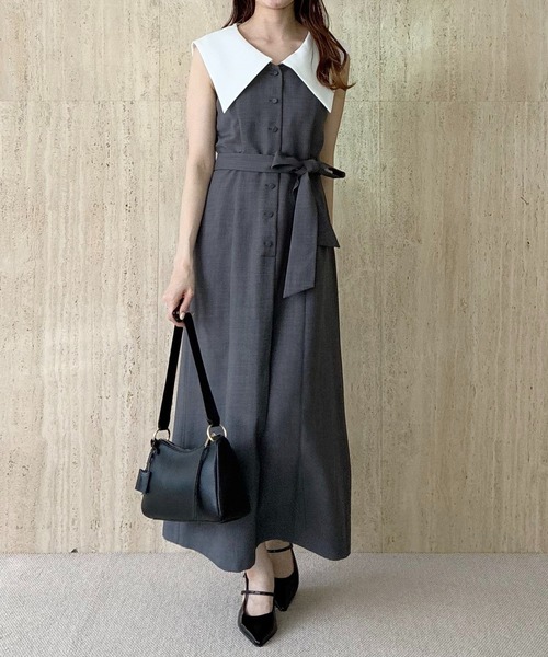 mysty woman(ミスティウーマン)の「セーラーカラーワンピース 678988(ワンピース・レディース・グレー/ネイビー・FREE)」の11枚目の写真