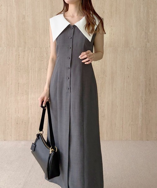 mysty woman(ミスティウーマン)の「セーラーカラーワンピース 678988(ワンピース・レディース・グレー/ネイビー・FREE)」の12枚目の写真