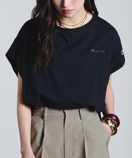 Champion(チャンピオン)の「【Champion別注】ROSEBUD x champion FRENCH SLEEVE TEE(Tシャツ/カットソー・レディース・ライトグリーン/ホワイト/ブラック/パープル・M/S)」の1枚目の写真