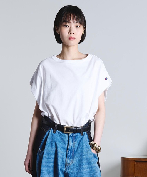 Champion(チャンピオン)の「【Champion別注】ROSEBUD x champion FRENCH SLEEVE TEE(Tシャツ/カットソー・レディース・ライトグリーン/ホワイト/ブラック/パープル・M/S)」の5枚目の写真