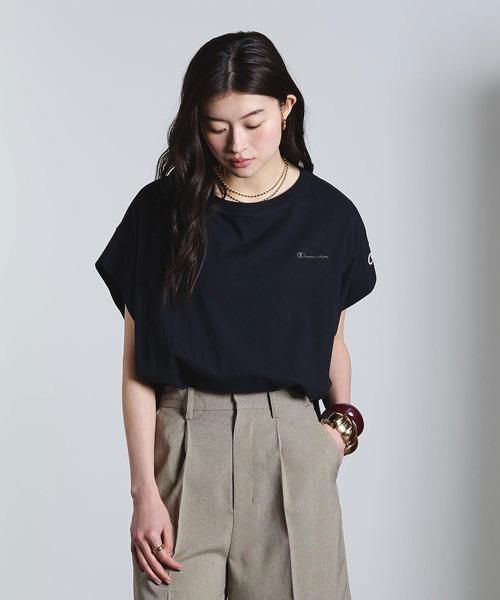 Champion(チャンピオン)の「【Champion別注】ROSEBUD x champion FRENCH SLEEVE TEE(Tシャツ/カットソー・レディース・ライトグリーン/ホワイト/ブラック/パープル・M/S)」の12枚目の写真