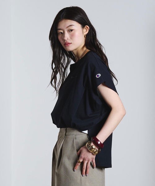 Champion(チャンピオン)の「【Champion別注】ROSEBUD x champion FRENCH SLEEVE TEE(Tシャツ/カットソー・レディース・ライトグリーン/ホワイト/ブラック/パープル・M/S)」の13枚目の写真
