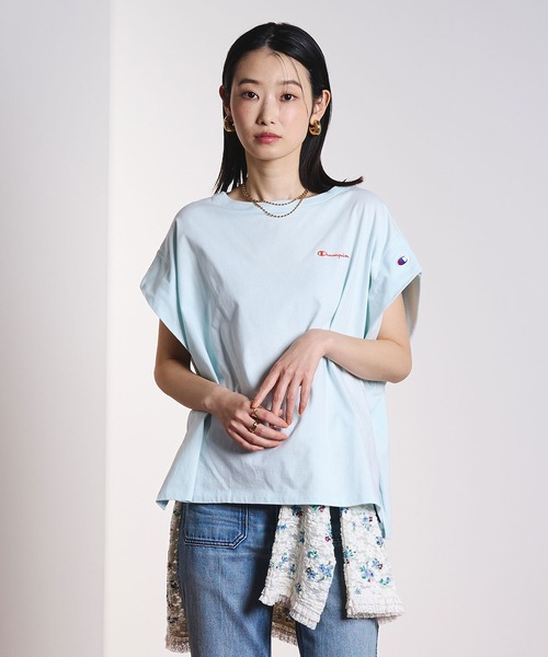 Champion(チャンピオン)の「【Champion別注】ROSEBUD x champion FRENCH SLEEVE TEE(Tシャツ/カットソー・レディース・ライトグリーン/ホワイト/ブラック/パープル・M/S)」の18枚目の写真