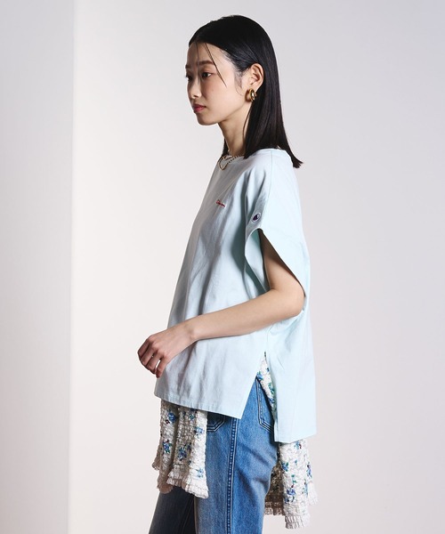 Champion(チャンピオン)の「【Champion別注】ROSEBUD x champion FRENCH SLEEVE TEE(Tシャツ/カットソー・レディース・ライトグリーン/ホワイト/ブラック/パープル・M/S)」の19枚目の写真