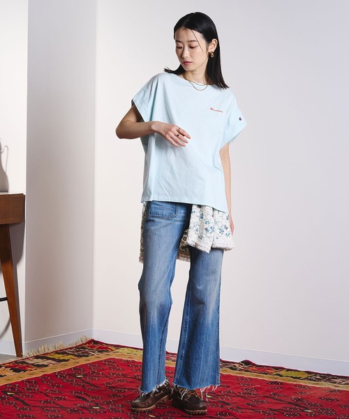 Champion(チャンピオン)の「【Champion別注】ROSEBUD x champion FRENCH SLEEVE TEE(Tシャツ/カットソー・レディース・ライトグリーン/ホワイト/ブラック/パープル・M/S)」の21枚目の写真