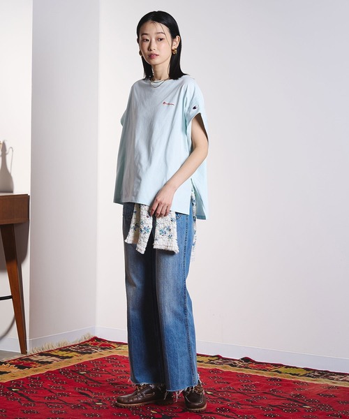 Champion(チャンピオン)の「【Champion別注】ROSEBUD x champion FRENCH SLEEVE TEE(Tシャツ/カットソー・レディース・ライトグリーン/ホワイト/ブラック/パープル・M/S)」の22枚目の写真