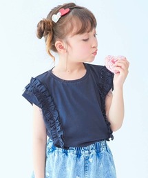 devirock（デビロック）の「【ひやシャリ】接触冷感 えらべるチュールデザイン フレンチスリーブ 半袖Tシャツ（Tシャツ/カットソー）」