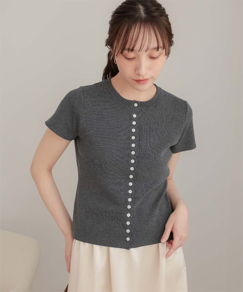 miette(ミエット)の「メニーボタン半袖サマーニットトップス(ニット/セーター・レディース・ブラック/チャコール/レッド/ライトブルー・L/M/S)」の16枚目の写真