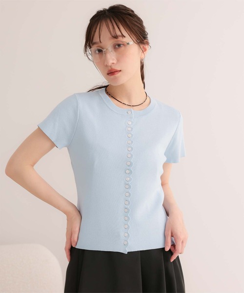 miette(ミエット)の「メニーボタン半袖サマーニットトップス(ニット/セーター・レディース・ブラック/チャコール/レッド/ライトブルー・L/M/S)」の19枚目の写真