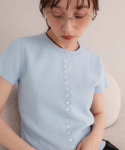 miette(ミエット)の「メニーボタン半袖サマーニットトップス(ニット/セーター・レディース・ブラック/チャコール/レッド/ライトブルー・L/M/S)」の21枚目の写真