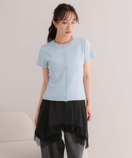 miette(ミエット)の「メニーボタン半袖サマーニットトップス(ニット/セーター・レディース・ブラック/チャコール/レッド/ライトブルー・L/M/S)」の22枚目の写真