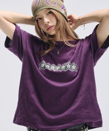 MSG（エムエスジー）の「グラフィックプリント短丈半袖スラブTシャツ　ボーダー（Tシャツ/カットソー）」