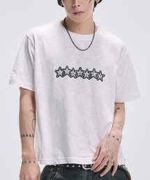 MSG（エムエスジー）の「グラフィックプリント半袖スラブTシャツ ボーダー（Tシャツ/カットソー）」