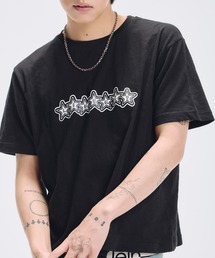 MSG（エムエスジー）の「グラフィックプリント半袖スラブTシャツ ボーダー（Tシャツ/カットソー）」