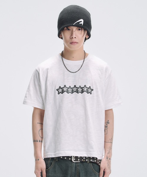 MSG(エムエスジー)の「グラフィックプリント半袖スラブTシャツ ボーダー(Tシャツ/カットソー・メンズ・ブラック/ホワイト/ブラック系/バイオレット/ライトブルー・M/S/XL/L)」の10枚目の写真