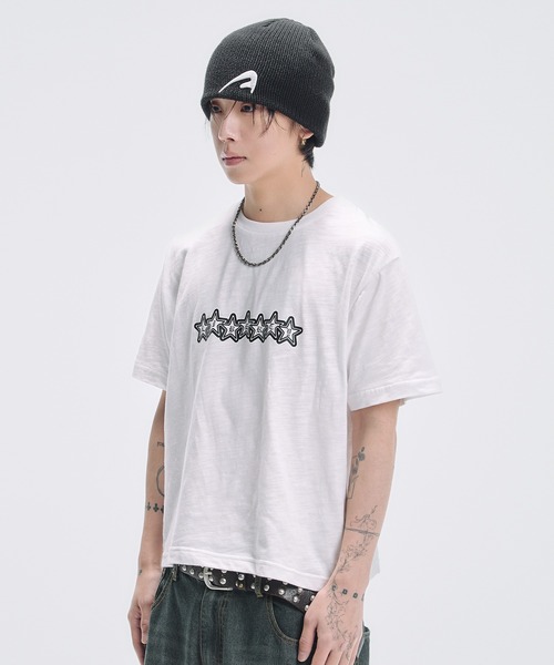 MSG(エムエスジー)の「グラフィックプリント半袖スラブTシャツ ボーダー(Tシャツ/カットソー・メンズ・ブラック/ホワイト/ブラック系/バイオレット/ライトブルー・M/S/XL/L)」の9枚目の写真