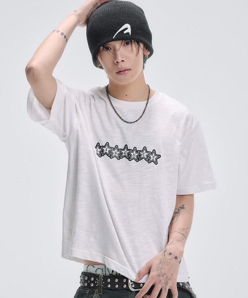 MSG(エムエスジー)の「グラフィックプリント半袖スラブTシャツ ボーダー(Tシャツ/カットソー・メンズ・ブラック/ホワイト/ブラック系/バイオレット/ライトブルー・M/S/XL/L)」の6枚目の写真