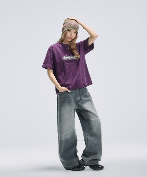 MSG(エムエスジー)の「グラフィックプリント半袖スラブTシャツ ボーダー(Tシャツ/カットソー・メンズ・ブラック/ホワイト/ブラック系/バイオレット/ライトブルー・M/S/XL/L)」の22枚目の写真