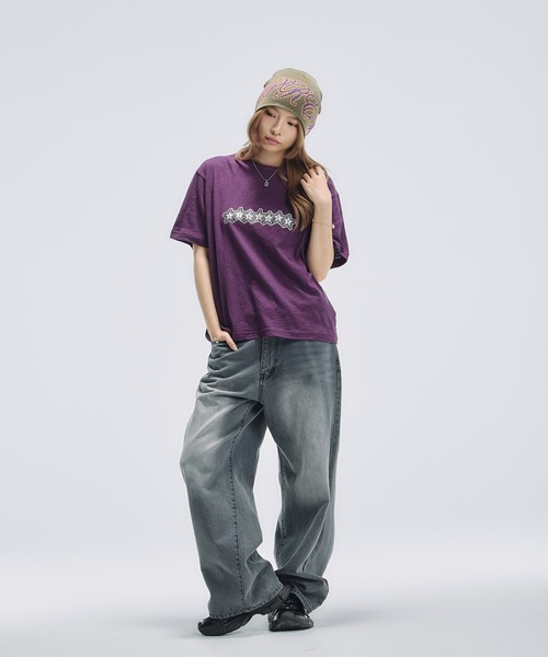 MSG(エムエスジー)の「グラフィックプリント半袖スラブTシャツ ボーダー(Tシャツ/カットソー・メンズ・ブラック/ホワイト/ブラック系/バイオレット/ライトブルー・M/S/XL/L)」の21枚目の写真