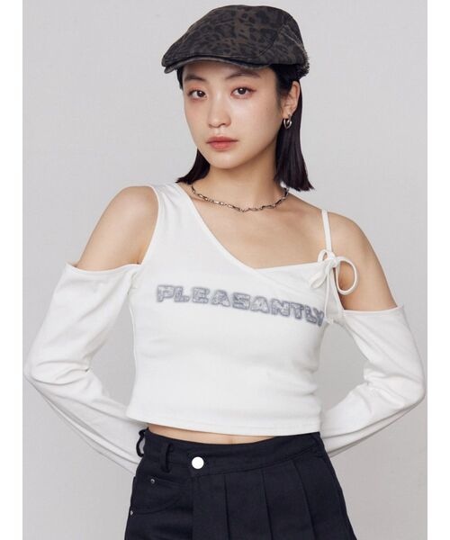 EMODA(エモダ)の「レイヤードロゴロンT(Tシャツ/カットソー・レディース・チャコールグレー/ホワイト/グレー/ブラック・FREE)」の1枚目の写真