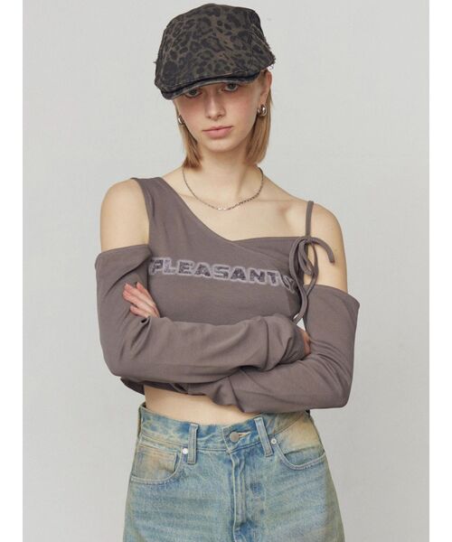 EMODA(エモダ)の「レイヤードロゴロンT(Tシャツ/カットソー・レディース・チャコールグレー/ホワイト/グレー/ブラック・FREE)」の3枚目の写真