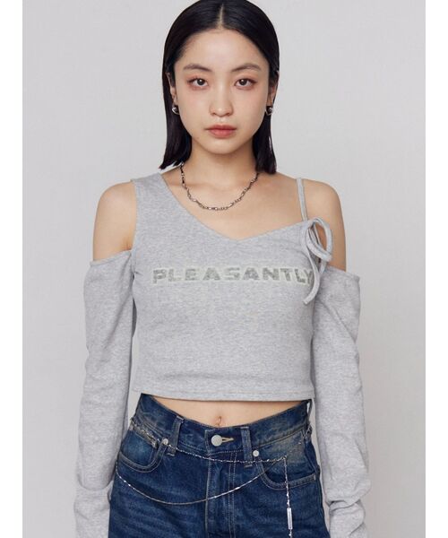 EMODA(エモダ)の「レイヤードロゴロンT(Tシャツ/カットソー・レディース・チャコールグレー/ホワイト/グレー/ブラック・FREE)」の5枚目の写真