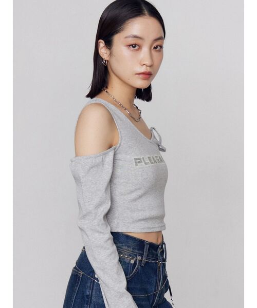 EMODA(エモダ)の「レイヤードロゴロンT(Tシャツ/カットソー・レディース・チャコールグレー/ホワイト/グレー/ブラック・FREE)」の6枚目の写真