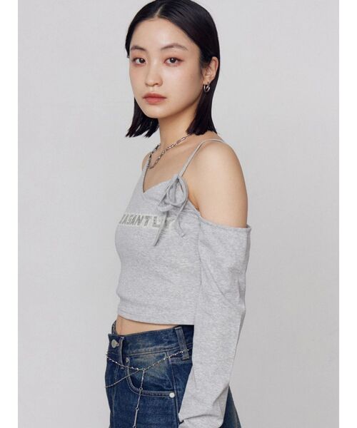 EMODA(エモダ)の「レイヤードロゴロンT(Tシャツ/カットソー・レディース・チャコールグレー/ホワイト/グレー/ブラック・FREE)」の7枚目の写真