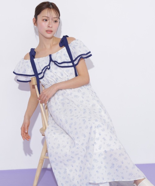 JILL by JILL STUART（ジルバイジルスチュアート）の「パイピングフリルキャミワンピース（ワンピース・レディース・ブラック系その他/ブルー系その他/ホワイト系その他・FREE）」の22枚目の写真