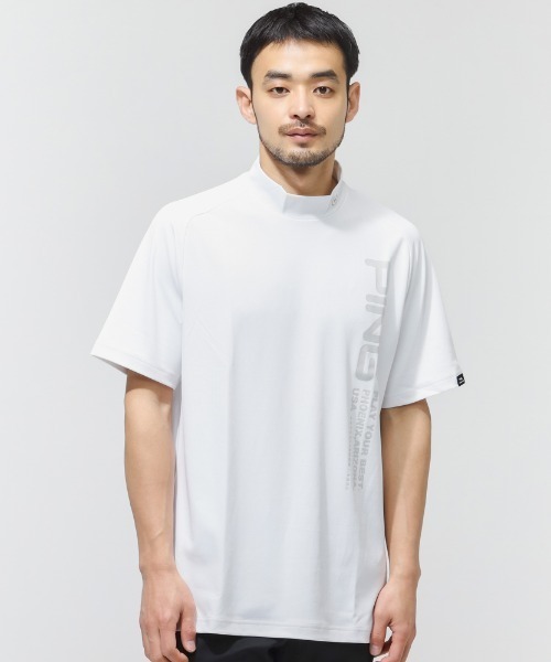 PING（ピン）の「ピン  テラカノコ半袖ハイネックシャツ（Tシャツ/カットソー・メンズ・ベージュ/ホワイト/ブラック・M/L/LL）」の2枚目の写真