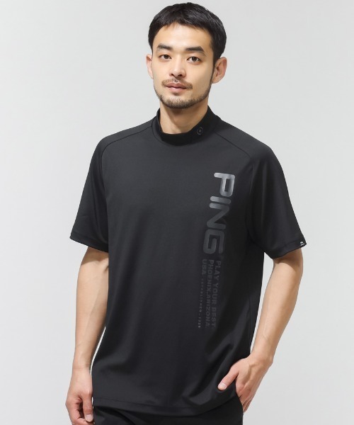 PING（ピン）の「ピン  テラカノコ半袖ハイネックシャツ（Tシャツ/カットソー・メンズ・ベージュ/ホワイト/ブラック・M/L/LL）」の3枚目の写真